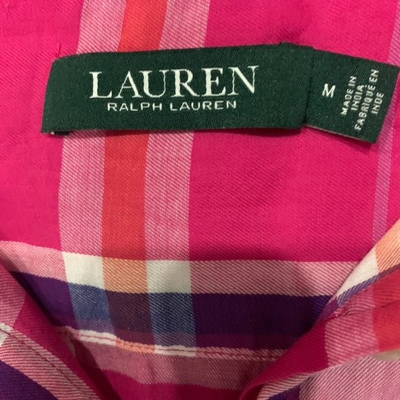 Ralph Lauren Womens Size Medium Pink Purple Paid Flannel Blouse Shirt Top Button - Picture 4 of 10